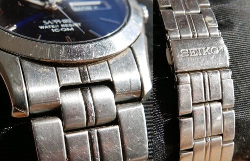 Notice the countless microscopic scratches reflecting light like no new watch would