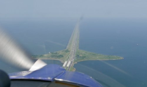 Flying over De Afsluitdijk from Den Oever to Friesland