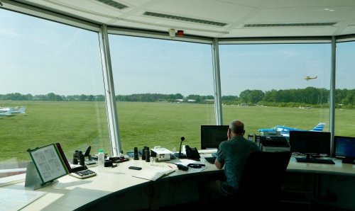 Inside the Hiversum Airport control tower.