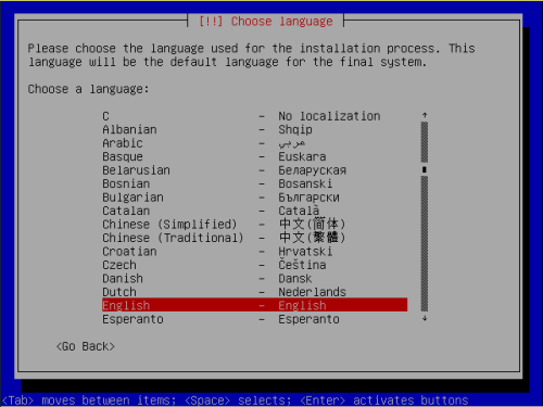 Installing Debian involves answering questions like the desired language