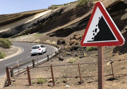Twisty roads to the top of Teide, with remarkable geological formations visible