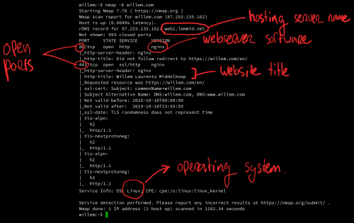 Using nmap to scan a hosting server, identifying network facing services and open ports