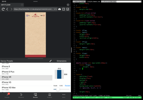 Web development on iPad using Inspect and Blink side-by-side