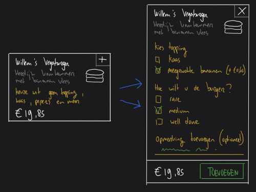 Sketching a two step interaction: differentiating between list and detail modes