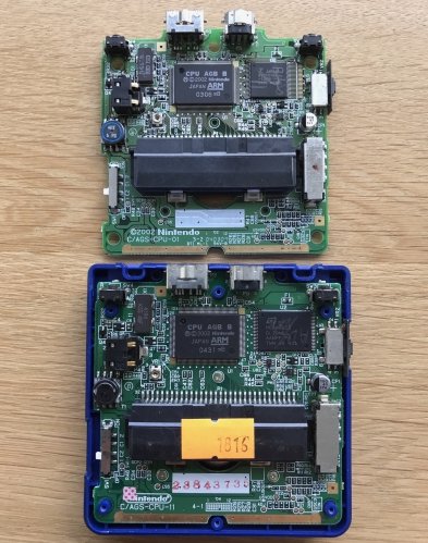 Spot the differences: the original faulty logic board above and the replacement on the bottom