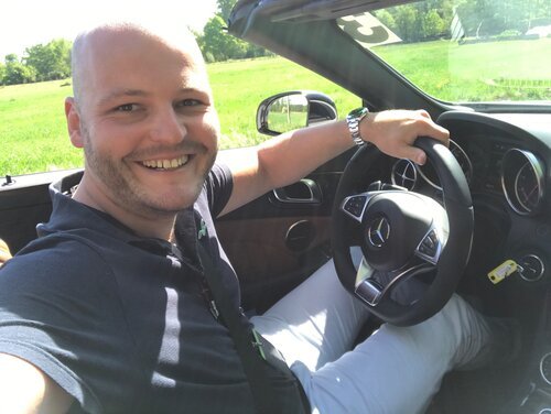 Happy boy, driving AMG-goodness on the open road