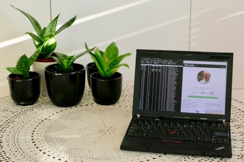 ThinkPad X200 running Debian GNU/Linux with OpenBox.