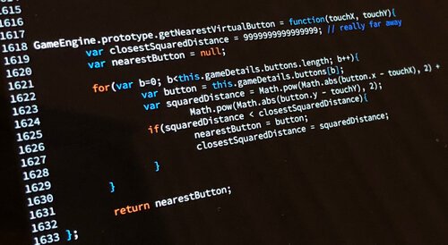 The actual code from Snake '97 handling distance calculation using the Pythagoras Theorem