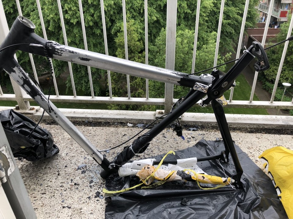 stripping paint from aluminum bike frame