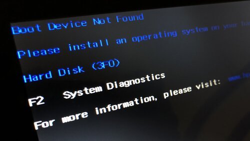 Boot device not found - that's not good