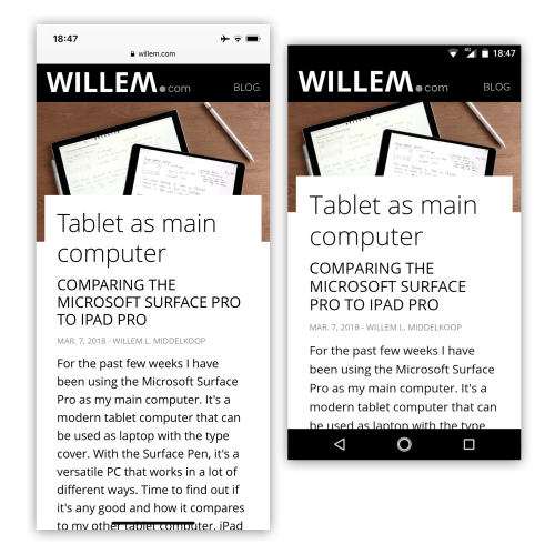 Opening the same page on iPhone and Android