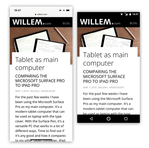 Opening the same page on iPhone and Android