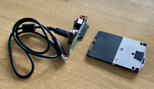 Connect any harddisk to a computer using the chip and cables from a USB-harddisk enclosure