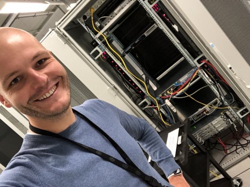 Server hardware inside a rack in the data centre