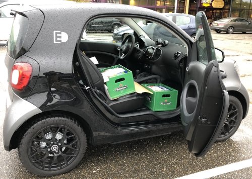 96 bottles of beer inside the Smart... check!