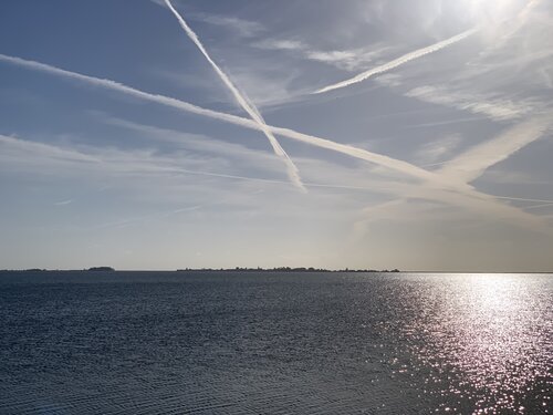 Looking over the Markermeer at the (former) island of Marken