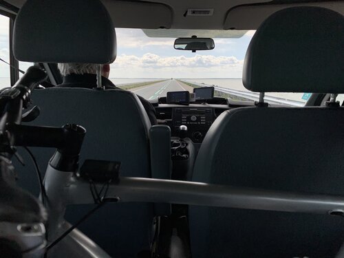 Me and my bike on the Houtribdijk! Not in the way I imagined!