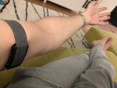 Wearing the sensor higher up the arm allows it to be hidden under your clothing