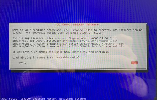 Missing firmware renders hardware unusable during installation