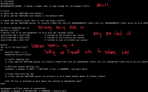 Sample traffic shaping script
