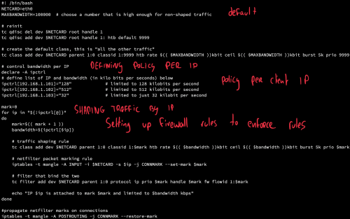 Limiting bandwidth with traffic shaping