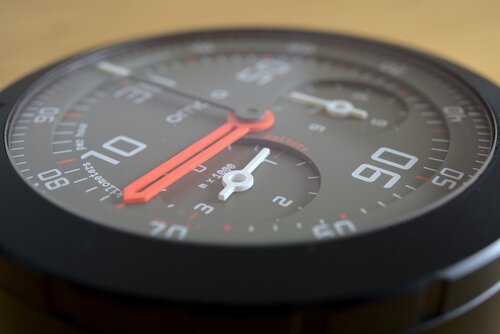 The dial has a lot of depth and detail, with balanced symmetry, legible typography and functional colours