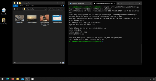 Using rsync to copy files from my Windows 10 desktop to a Debian GNU/Linux server over SSH (using WSL)