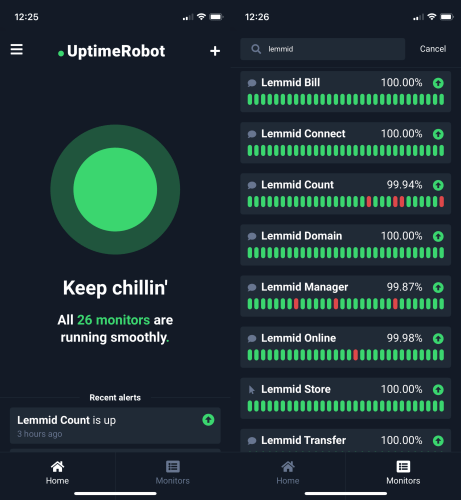 Keep chillin' - The app offers a glanceable view on all your uptime monitors