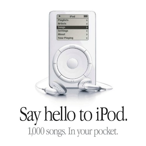Original iPod ad: Say hello to iPod. 1000 songs in your pocket