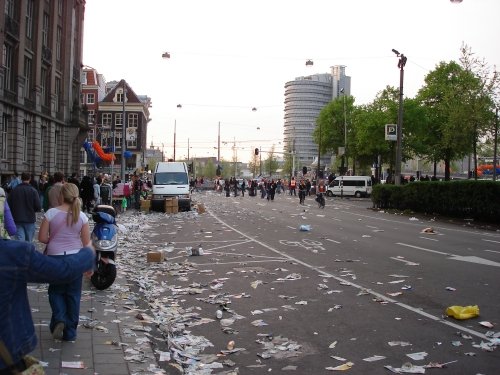 The dirty downside: litter on the streets in Amsterdam at Kingsday