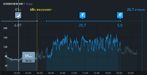 WHOOP's data during the entire day of the Fietselfstedentocht