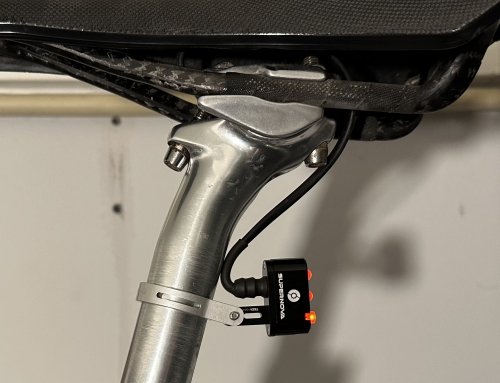 The tail light mounted to my seat post with its cable going inside the seat post