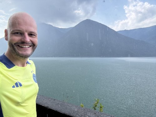 Out running in the rain at Lake Lugano in Italy