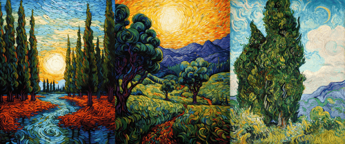 Spot the real Van Gogh - an easy task if you look at the repeating patterns