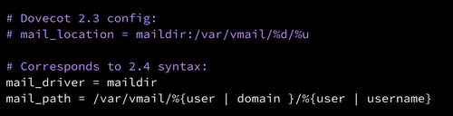 Migrating mail_location into mail_driver and mail_path using the new server variable syntax
