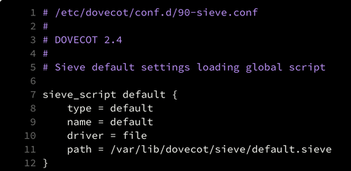 Sieve's config in Dovecot 2.4 (90-sieve.conf)