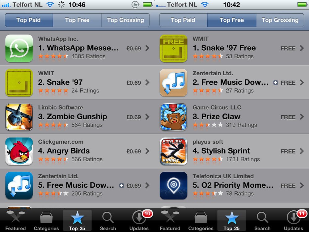 Snake '97 rockt die Charts mit Angry Birds und WhatsApp