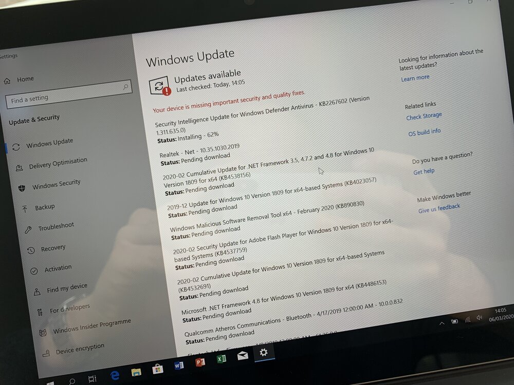 Manuelle Überprüfung auf Updates über Windows Update