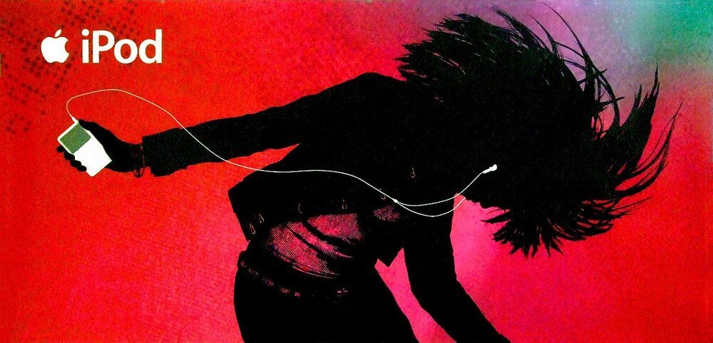 Original iPod Werbung aus 2005 -  wirbt für pure Emotion, nicht für technische Daten.