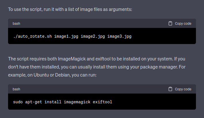 Anweisungen der KI zur Verwendung des generierten Codes - die meisten echten Programmierer können von seiner Klarheit in der Kommunikation lernen