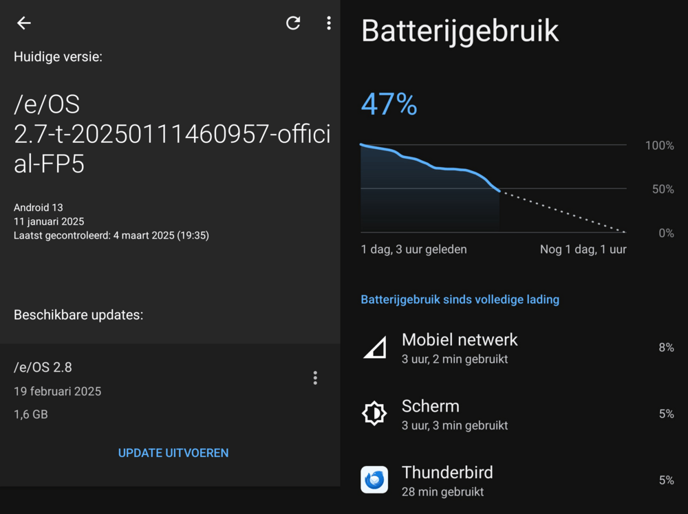 Mit deGoogled Android wird die Akkulaufzeit meines Fairphones in Tagen gemessen