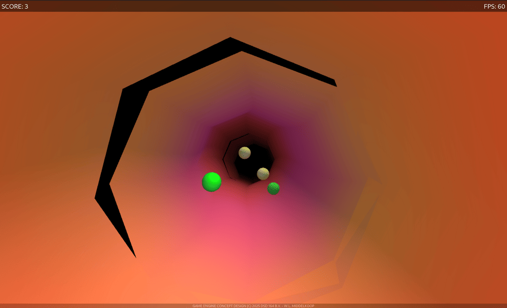 3D-Game-Engine in Aktion, beachten Sie die grafischen Störungen in der Arterienwand