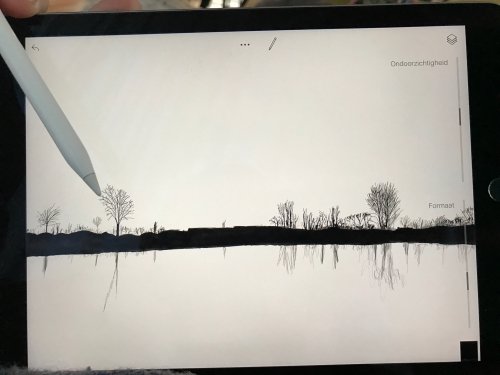 Drawing the reflection of the horizon in the water
