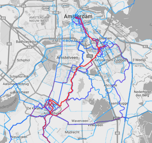 Heatmap of my bike rides in the Amsterdam area.