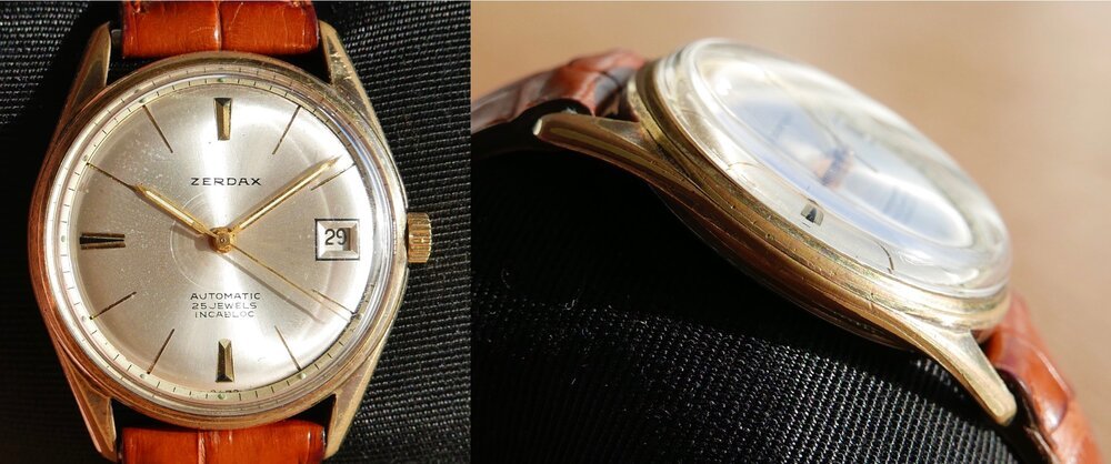 The plated gold is worn through, but the watch still shines in sunlight