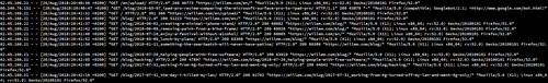 Part of a web server log file, each line corresponds with a page request - do you see the bot?
