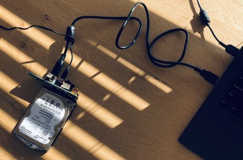 A lease on life: the faulty harddisk connected to my laptop