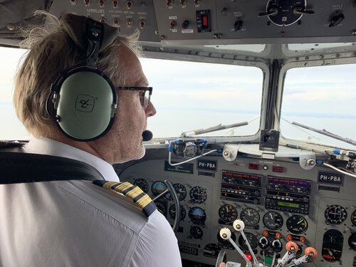 KLM Captain flying the C47-A PH-PBA over the Markermeer