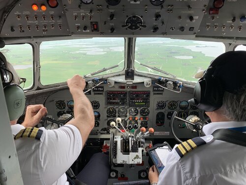 Frisian lakes visible from the C47-A PH-PBA cockpit