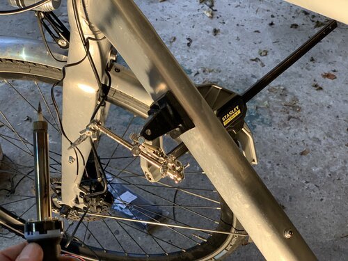 Soldering the existing cables on my bike required a little creativity using clamps